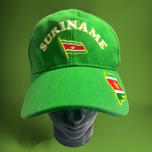 Suriname Green Acrylic Hat Cap Adjustable Embroidered Flag Map South America